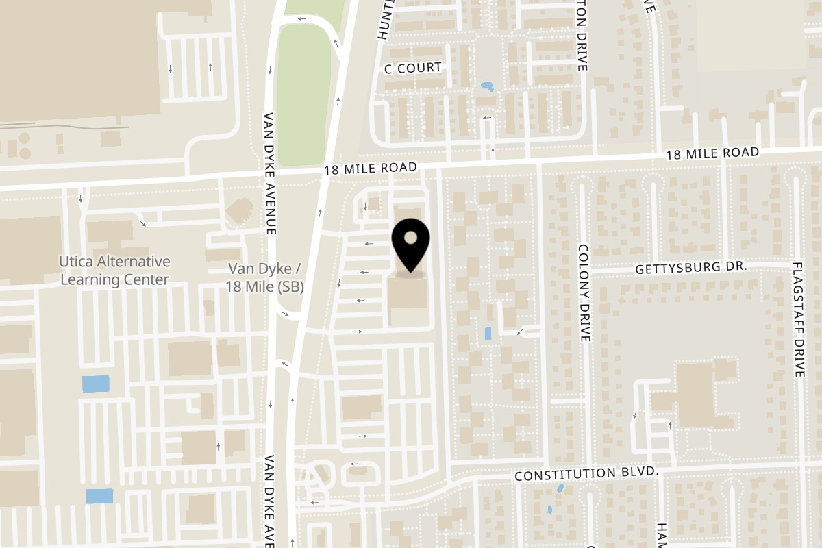 Map showing the location of Sheeba Restaurant Sterling Heights on 40732 Van Dyke Avenue in Sterling Heights